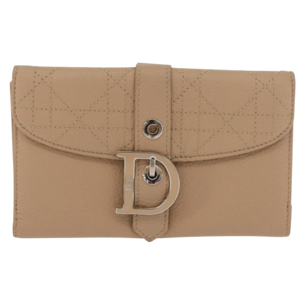 Dior Leather Bifold Wallet Beige